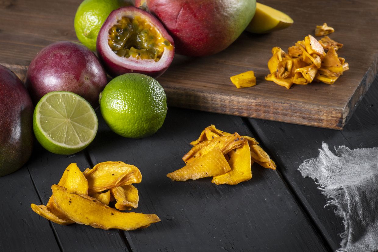 Mango fusion with passion fruit and lime in different cuts