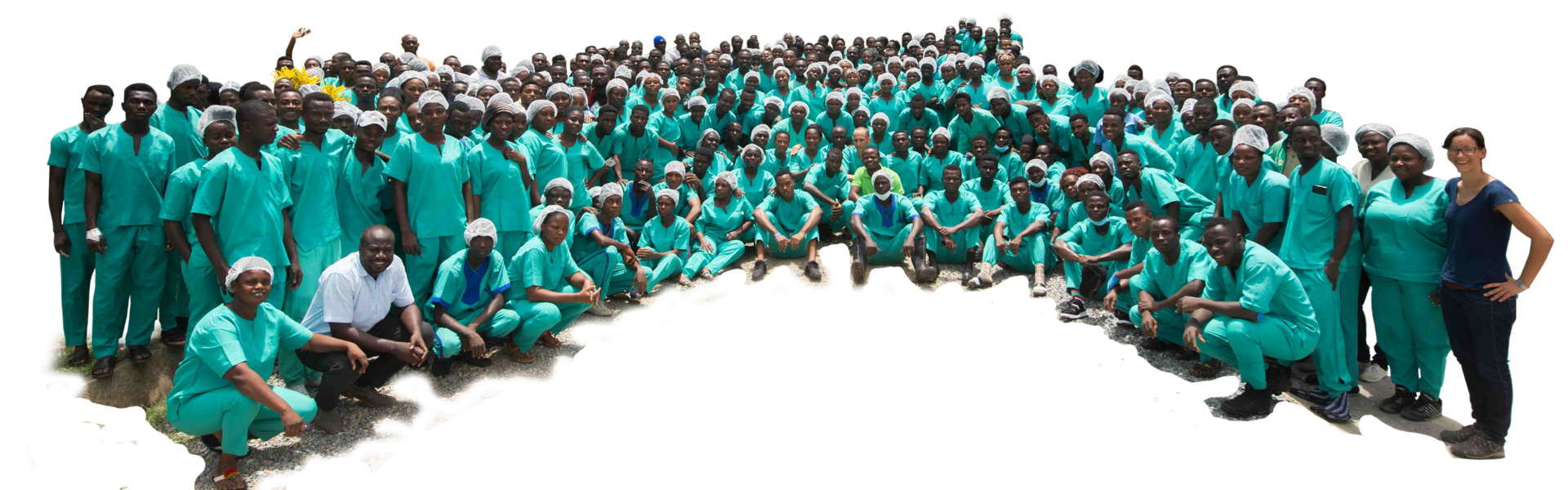 Photo de groupe de tous les employés de HPW à Adeiso (Ghana)